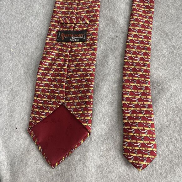 Beaufort Tie Rack Tie Red Horsebit Geometric Italy L:59” W:4" Silk Equestrian - Picture 4 of 11